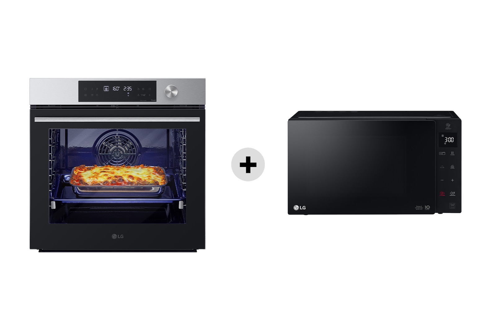 Vista frontale di Offerta Kit Esclusivo: Forno InstaView | 76L Classe A+ | Inox + Microonde 25 litri, potenza 1000W WSED7613S.MHGDS