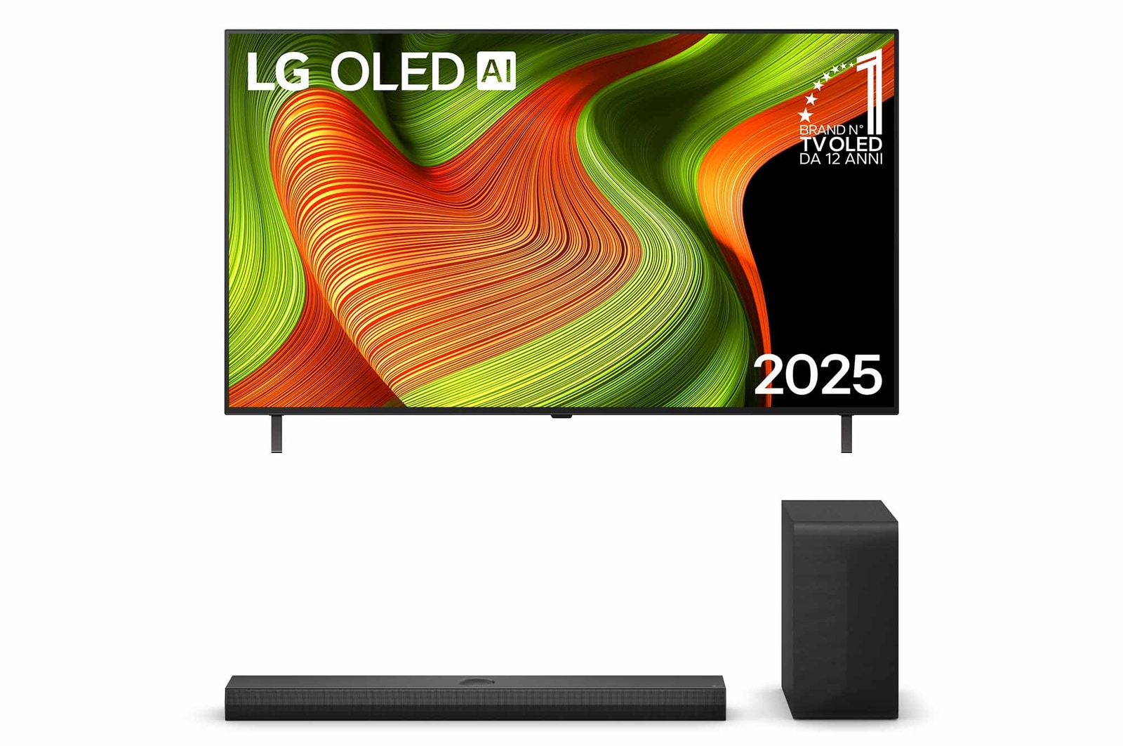 Foto frontale TV e Soundbar OLED55B56.S70TY