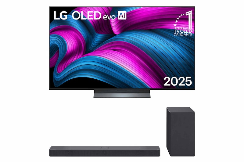 Vista frontale di Offerta Kit Esclusivo: TV 55 pollici LG OLED evo AI C5 4K + Soundbar SC9S | 3.1.3 canali, 400W OLED55C5E.SC9