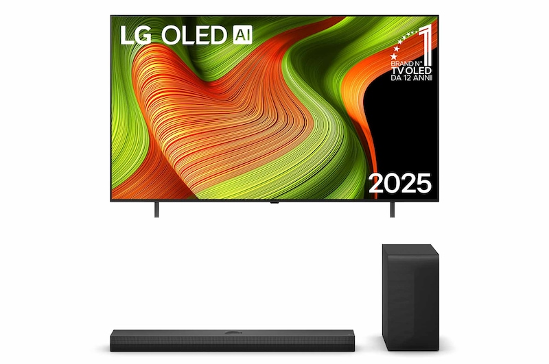 Foto frontale TV e Soundbar OLED65B56.S70TY