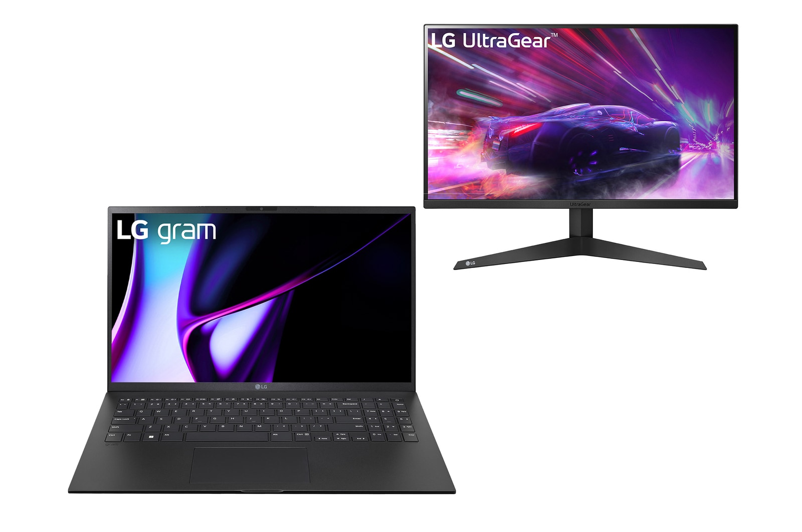 Vista frontale di Offerta Kit: Notebook gram 15.6" + Monitor Gaming UltraGear 24" Serie GQ50F 15Z90SAA58D.24GQ50