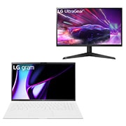 Vista frontale di Offerta Kit: Notebook gram 15.6&#34; &#43; Monitor Gaming UltraGear 24&#34; Serie GQ50F 15Z90SAA54D.24GQ50