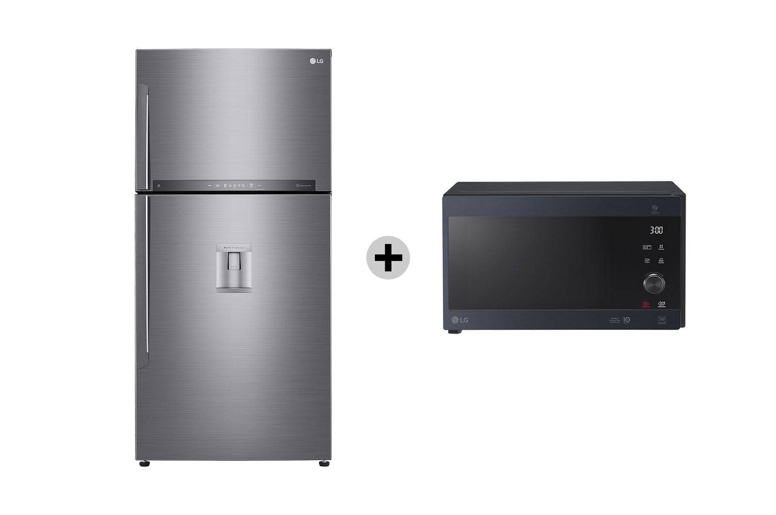 Vista frontale di Offerta Kit Esclusivo: Frigorifero doppia porta maxi | Classe E, 592L &#43; Microonde NeoChef 25 litri, potenza 1000W  GTF916PZPED.MH6565