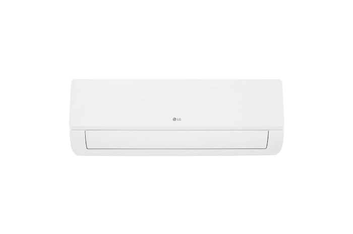 Vista frontale a bassa angolazione del climatizzatore monosplit LG DUALCOOL Libero Smart.