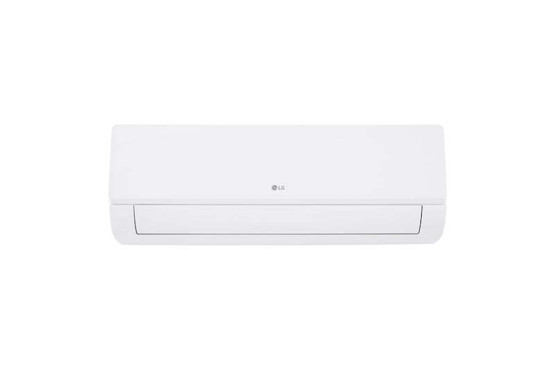 Vista frontale a bassa angolazione del climatizzatore monosplit LG DUALCOOL Libero Smart.
