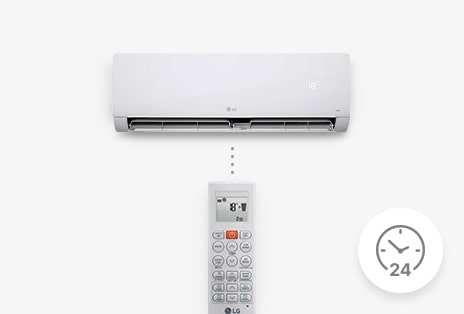Immagine che rappresenta la funzione timer 24 ore On/Off, che consente di programmare automaticamente l’accensione e lo spegnimento del condizionatore.	