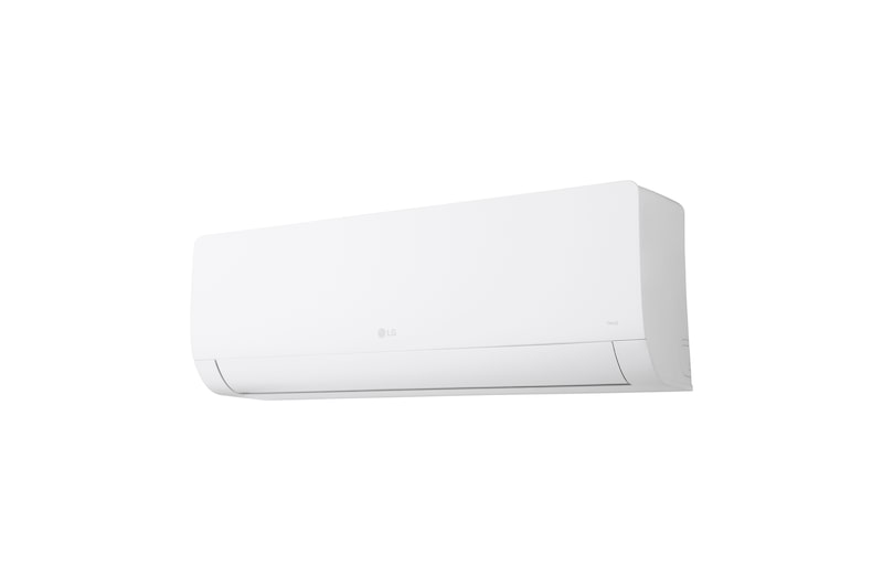 Vista frontale a bassa angolazione da sinistra del condizionatore LG Libero Monosplit.