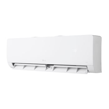 Vista laterale sinistra del condizionatore LG Libero Monosplit con aletta inferiore aperta.