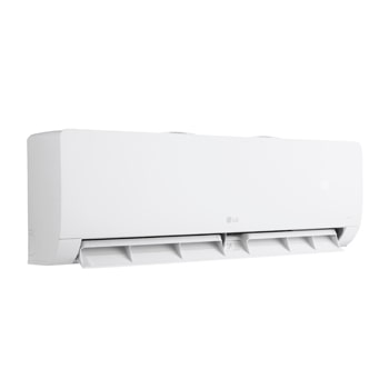 Vista laterale destra del condizionatore LG Libero Monosplit con aletta inferiore aperta.