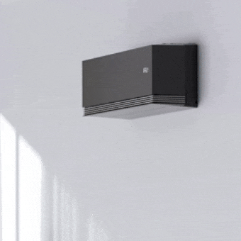L’animazione del condizionatore LG mostra AI Air, che regola automaticamente il flusso d’aria per la comodità degli utenti.	