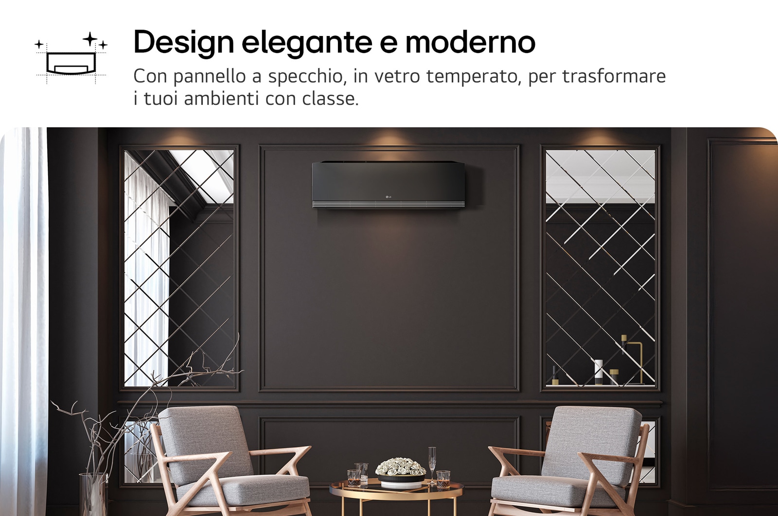 Design elegante e moderno condizionatore Monosplit AA12SP