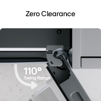 Vista dall’alto del frigorifero combinato LG (gbbs726cpy) con il frigorifero nero opaco sulla sinistra e la parete dell’armadio sulla destra.