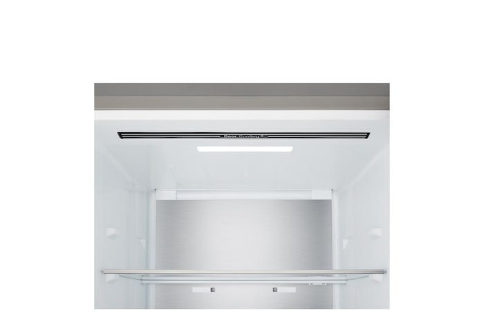 Vista frontale del frigorifero combinato LG (gbbs726cpy) che mostra la bocchetta di ventilazione DoorCooling+T™.