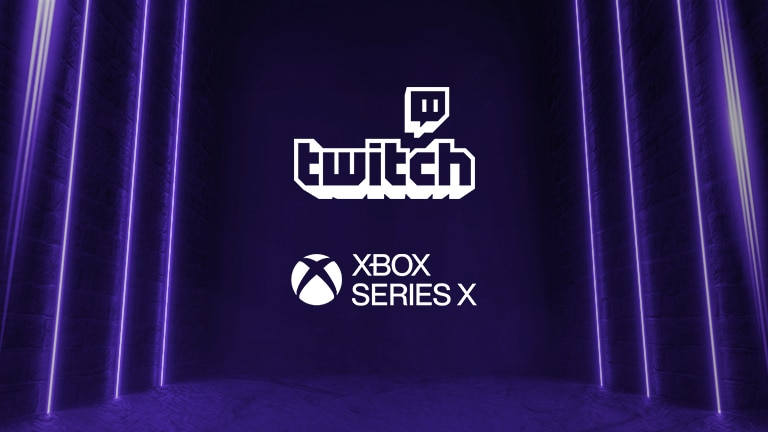  Simboli Xbox, Google Stadia e Twitch su sfondo viola.