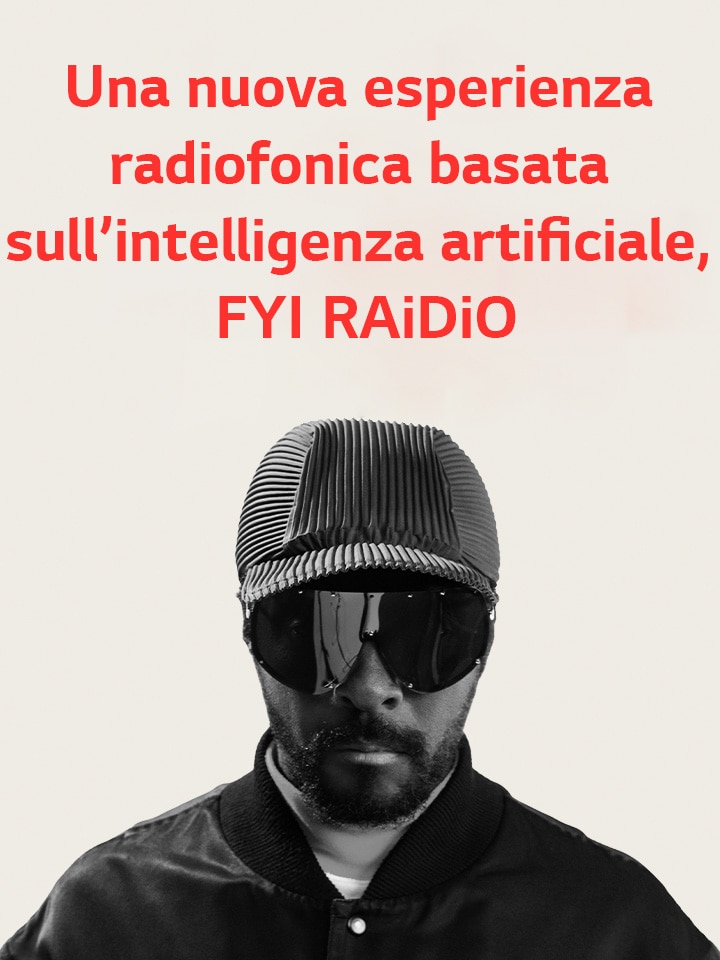 will.i.am in bianco e nero con titolo a lato.
