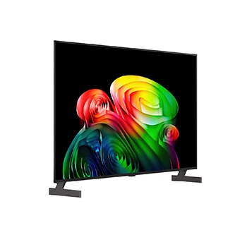 LG OLED AI B6の正面図と側面図。画面幅1,228 mmの55インチディスプレイ、全体の高さ708 mm、スタンドなしで超薄型45.9 mmの奥行きを強調している。。