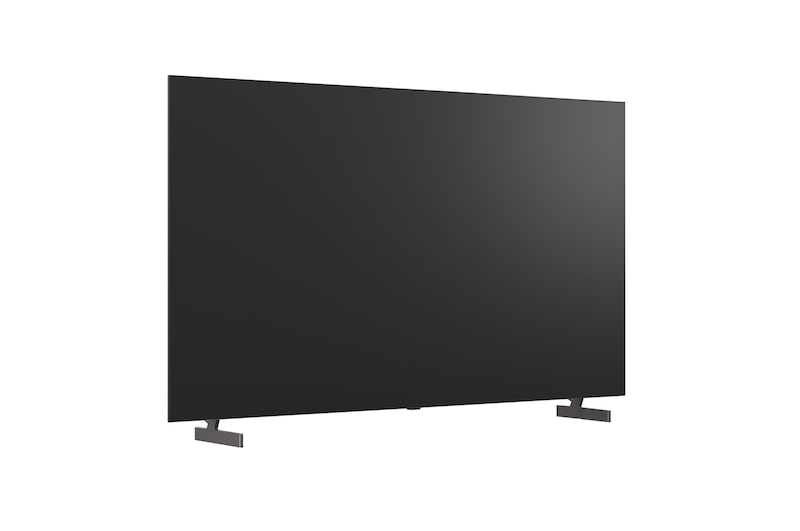 超薄型デザインと極細ベゼルを備えたLG OLED AI B6が、スタイリッシュなリビング空間に壁掛けで設置されている。画面には虹色のトーンで彩られた風景と、層をなす山々の造形が映し出されている。