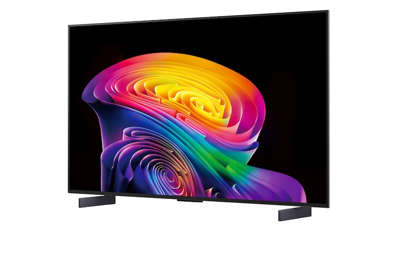 LG OLED evo AI C6 with Brightness Booster Pro shows a dark scene where glowing particles surrounding a deer silhouette, delivering up to 3.2x brighter peak brightness with higher luminance and clearer detail.