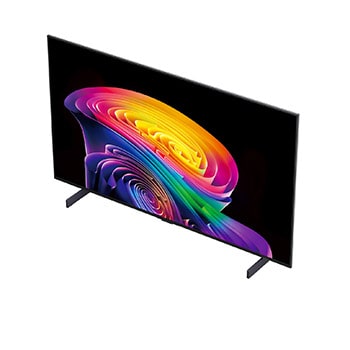 LG OLED evo AI C6 shows a split-screen planet-and-stars scene, comparing an anti-glare matte display with its Perfect Black & Perfect Color display for clearer picture quality in any light, supported by UL certification and Intertek certifications for color volume and color fidelity.