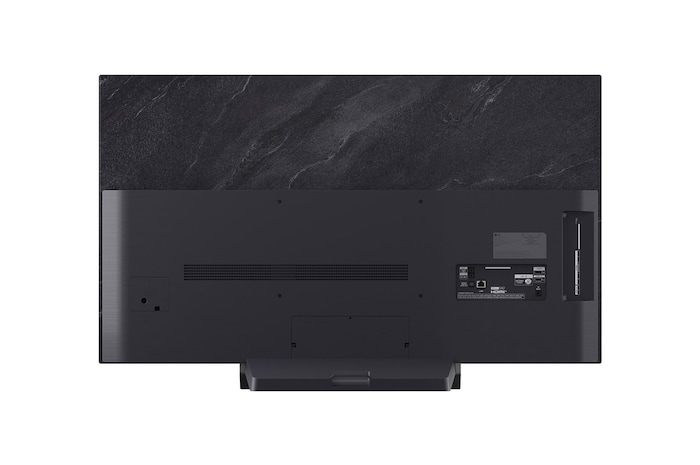 LG OLED evo AI C6 features AI Hub for personalization, with an AI icon above a remote control surrounded by labels for Multi AI Search, AI Concierge, AI Voice ID with My Page, AI Chatbot, AI Picture Wizard, and AI Sound Wizard.