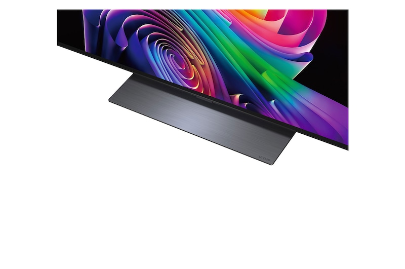 LG OLED evo C6 AI TV’s alpha 11 AI Processor 4K Gen3 glows in purple and blue light on a dark circuit board, highlighting the Dual AI Engine and delivering NPU up to x5.6 faster, CPU 50% faster, and GPU 70% stronger performance.