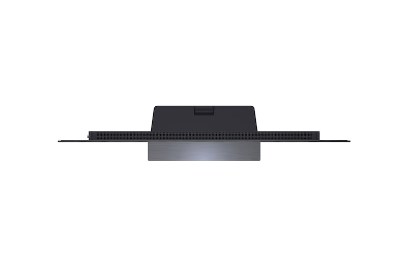 LG OLED evo AI C6 is wall-mounted in a styled living space, featuring an ultra-slim design with narrow bezels, and it displays a riverside cityscape at sunset on screen. 