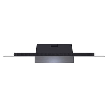 LG OLED evo AI C6 is wall-mounted in a styled living space, featuring an ultra-slim design with narrow bezels, and it displays a riverside cityscape at sunset on screen.