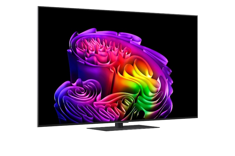 LG OLED evo AI G6 shown in front and side views highlights a 97-inch display with a 2155 mm-wide screen, an overall height of 1230 mm, and an ultra-slim 28.2 mm depth without a stand.