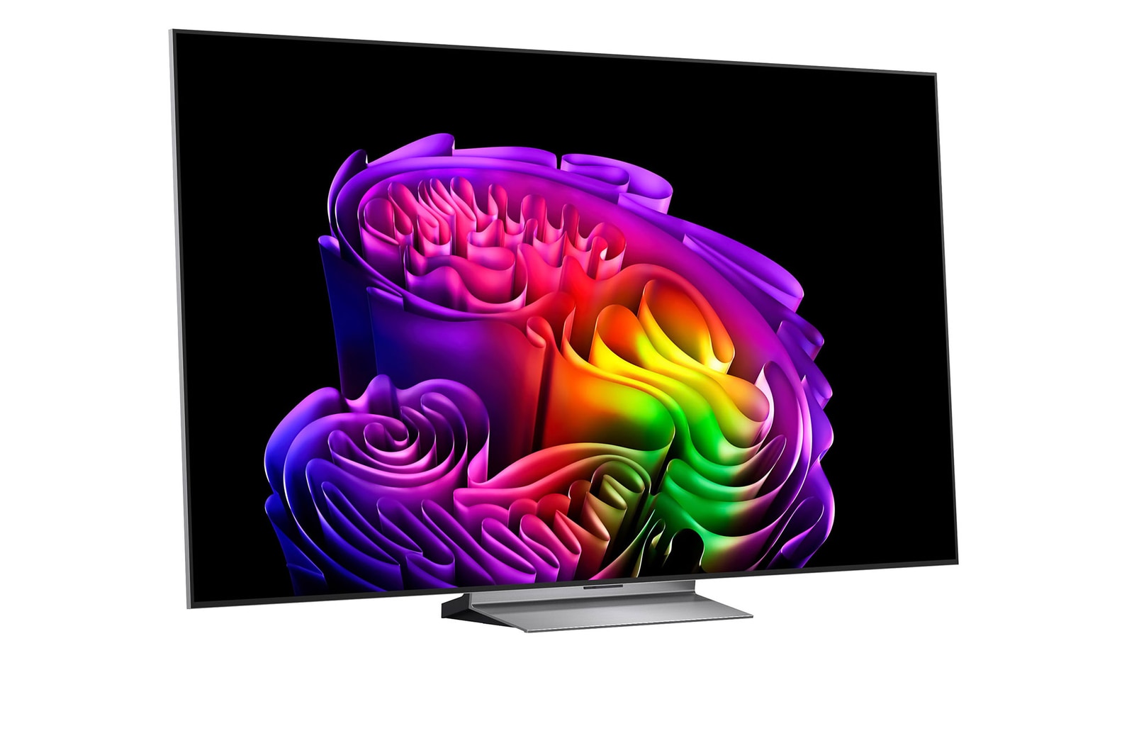 LG OLED evo AI G6 shown in front and side views highlights a 97-inch display with a 2155 mm-wide screen, an overall height of 1230 mm, and an ultra-slim 28.2 mm depth without a stand.
