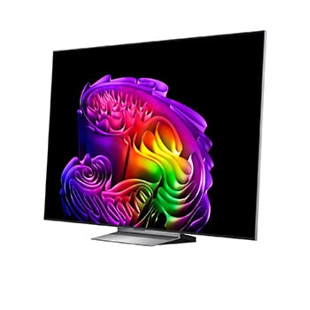 LG OLED evo AI G6 shows a split-screen planet-and-stars scene, comparing an anti-glare matte display with its Perfect Black & Perfect Color display for clearer picture quality in any light, supported by UL certification and Intertek certifications for color volume and color fidelity.