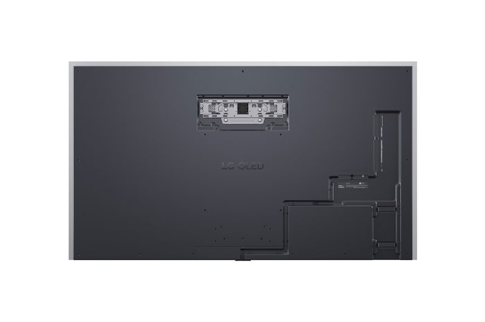 LG OLED evo AI G6, shown from the side, highlights its Flush Fit Gallery Design with a zero-gap wall-mounted installation, displaying a night scene of a lit bridge with reflections on water.