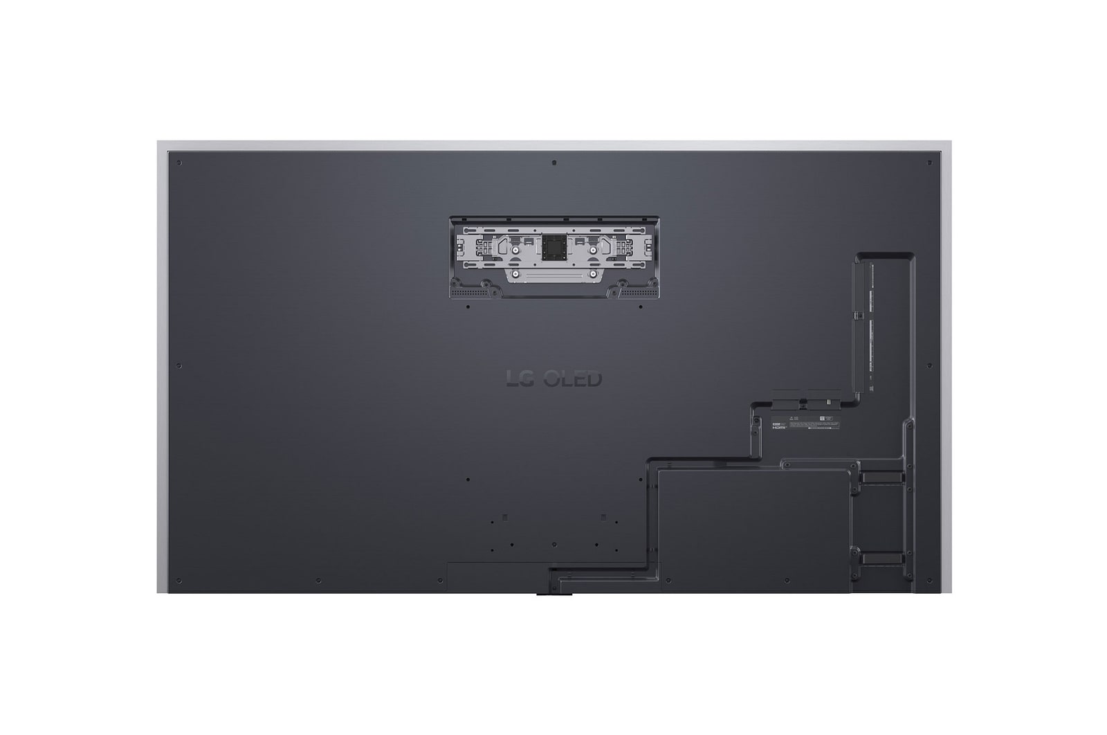 LG OLED evo AI G6, shown from the side, highlights its Flush Fit Gallery Design with a zero-gap wall-mounted installation, displaying a night scene of a lit bridge with reflections on water.