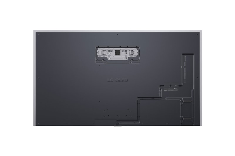 LG OLED evo AI G6, shown from the side, highlights its Flush Fit Gallery Design with a zero-gap wall-mounted installation, displaying a night scene of a lit bridge with reflections on water.