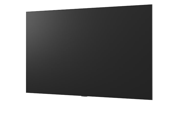 LG OLED evo AI G6 displays a vivid ocean sunset scene, with a soundbar and speaker positioned below the screen, enhancing a calm and atmospheric living space.