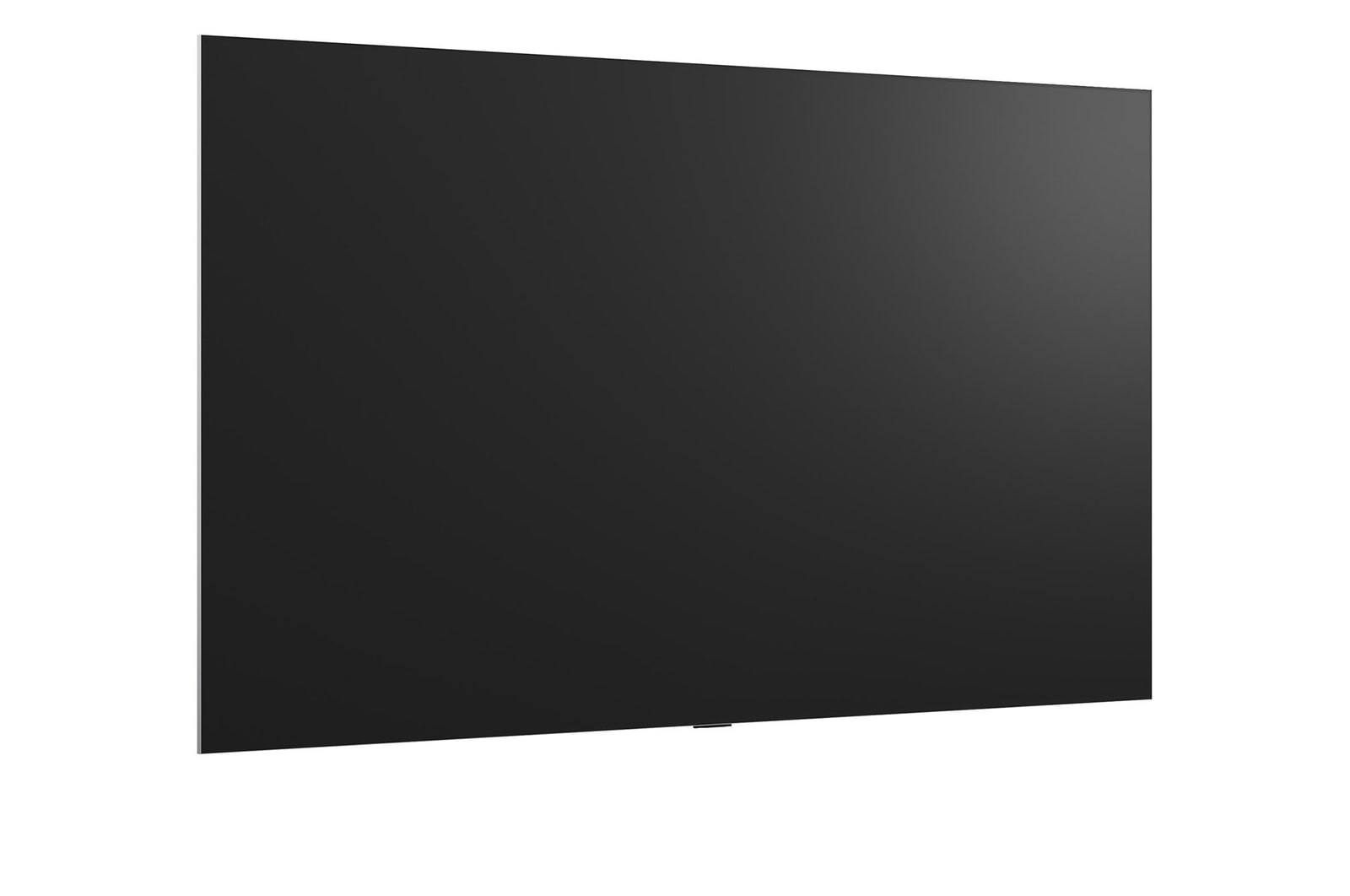 LG OLED evo AI G6, shown from the side, highlights its Flush Fit Gallery Design with a zero-gap wall-mounted installation, displaying a night scene of a lit bridge with reflections on water.