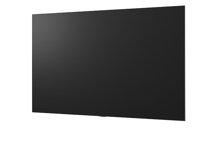 LG OLED evo AI G6 displays a vivid ocean sunset scene, with a soundbar and speaker positioned below the screen, enhancing a calm and atmospheric living space.
