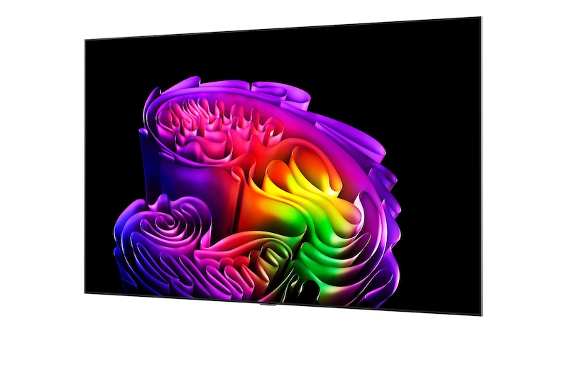 LG OLED evo G6 AI TV’s alpha 11 AI Processor 4K Gen3 glows in purple and blue light on a dark circuit board, highlighting the Dual AI Engine and delivering NPU up to x5.6 faster, CPU 50% faster, and GPU 70% stronger performance.