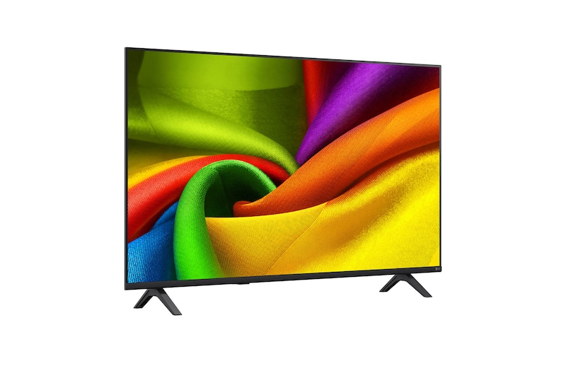 LG NANO 4K UHD AI NU85の正面図と側面図。画面幅1,890 mm、画面高さ1,088 mm、スタンド付き高さ1,148 mm、奥行き72.4 mm、スタンド設置面積1,565×362 mmの85インチディスプレイを強調している。