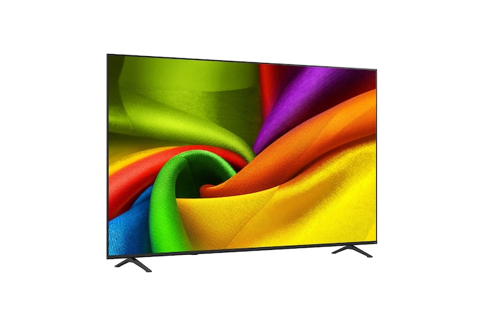 LG NANO 4K UHD AI NU85の正面図と側面図。画面幅1,890 mm、画面高さ1,088 mm、スタンド付き高さ1,148 mm、奥行き72.4 mm、スタンド設置面積1,565×362 mmの85インチディスプレイを強調している。