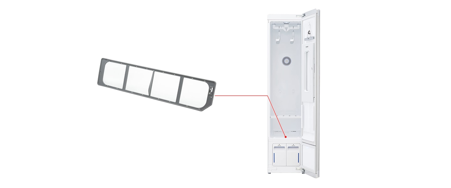 これはLG Styler 3着モデル専用のLG Stylerメッシュフィルターの取り付け位置です