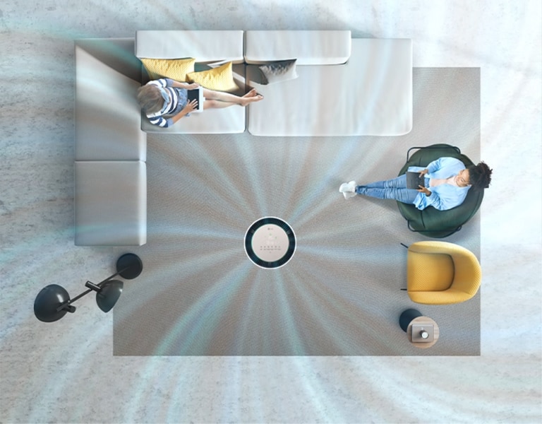 どこに設置しても、360度あらゆる方向に清浄な空気をお届けします