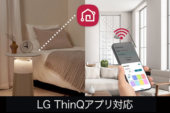 LG ラウンド型:マルチ機能空気清浄機 PuriCare AeroFurniture ホワイト, AS207PWU0