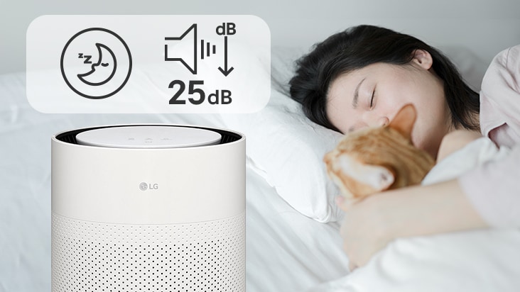 木の葉がふれあう程度の音と言われる25dBで運転。眠りを妨げられることなく、空気をキレイに。