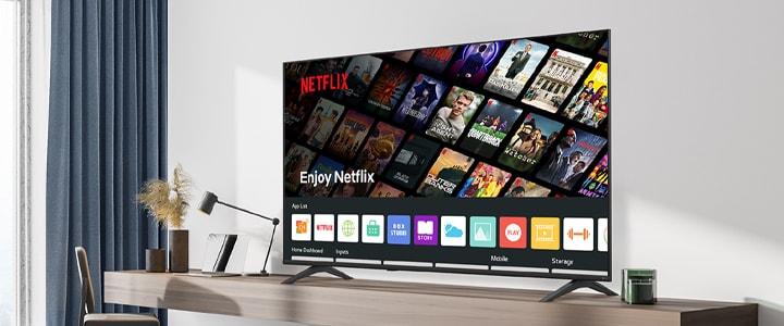 The hotel content including the Netflix App is shown on TV in the hotel room.