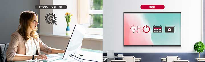 ITマネージャーは、教室のデバイスの電源オン/オフ、スケジュール管理、画面輝度調整機能などをリモートで操作できます。