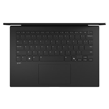 開いているgramノートパソコンの画像。画面にはデータダッシュボードが映し出され、製品の下に表示された「27.5時間」と「77 Wh」の文字が長いバッテリー駆動時間を表している。