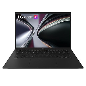 A floating LG gram Pro AI laptop shown from multiple angles, highlighting its slim and lightweight design. The image presents key features including 1,120 g weight, 15.7 mm thin body, Windows 11 Home Copilot+ PC, AMD Ryzen AI processor, on-device and cloud AI support, a 14-inch 16:10 display, DCI-P3 99% color gamut, and a variable refresh rate of 60 Hz.