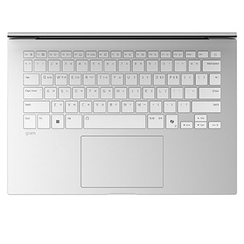 A front view of an LG gram Pro laptop featuring a 14-inch WUXGA display. Icons above the device indicate DCI-P3 99% (Typ.) color gamut, 1200:1 contrast, and 16:10 aspect ratio. The screen shows a vivid, high-contrast image.