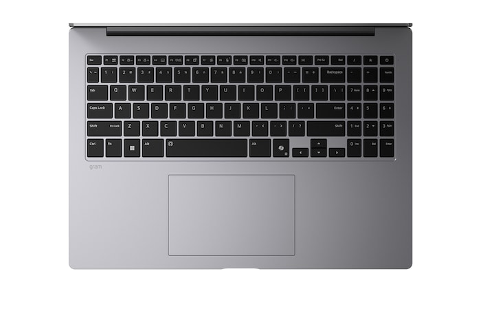 開いているgramノートパソコンの画像。画面にはデータダッシュボードが映し出され、製品の下に表示された「27.5時間」と「77 Wh」の文字が長いバッテリー駆動時間を表している。