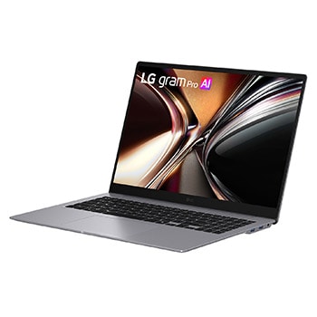 暗い背景の中に浮かぶ軽量なLG gramのノートパソコンが描かれており、そのスリムでコンパクトなデザインが強調されている画像。上部のテキストでは、17インチサイズで重量がわずか1,379gであることが強調され、左下にはMIL-STDの耐久性認証バッジが表示されており、軍用規格に基づく耐久テストをクリアしていることを示しています。